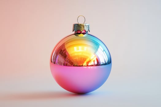 Shiny christmas ball reflecting warm light on gradient background photo