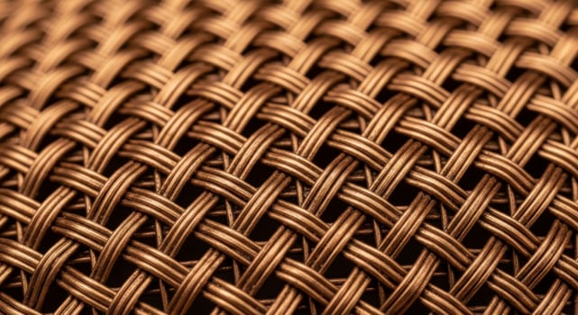 Intricate woven brown pattern resembling rattan or wicker with detailed crisscrossing texture. photo