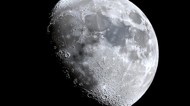 Detailed Close Up of the Moon's Surface, Showing Craters and Texture. photo
