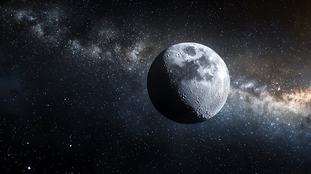 Majestic Moon and Milky Way Galaxy A Stunning Celestial Scene. photo
