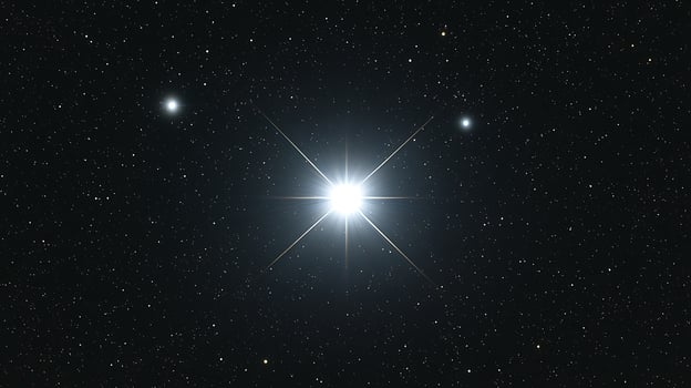 Bright Star in the Night Sky, Celestial Background Image. photo