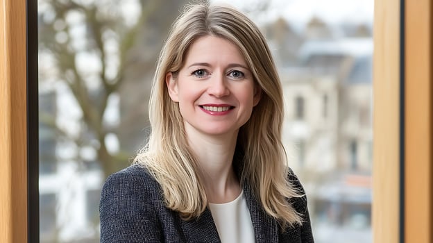 Portrait of a Smiling Woman, Professional Headshot near Window. photo