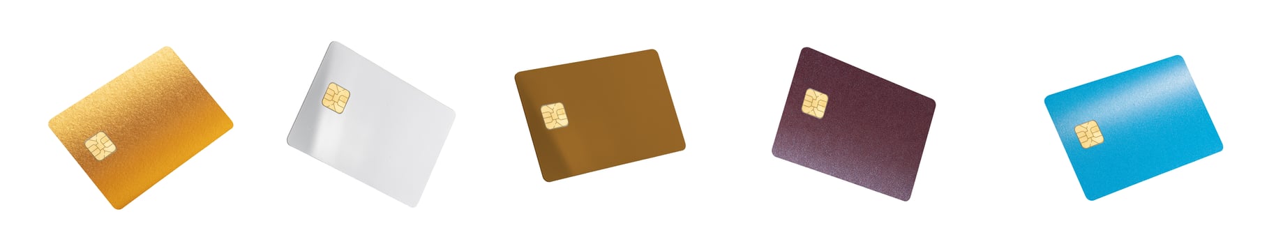 Plastic bankcards, bank cards set with chip for credit, debit, online shopping, money transfer, or photo