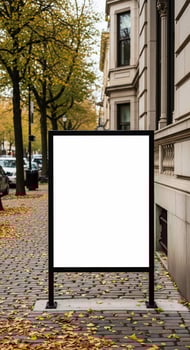 Blank Signpost on Autumnal City Street photo