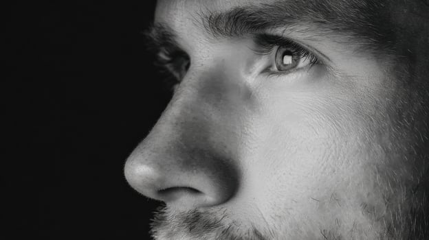 Intriguing Profile Portrait in Grayscale photo