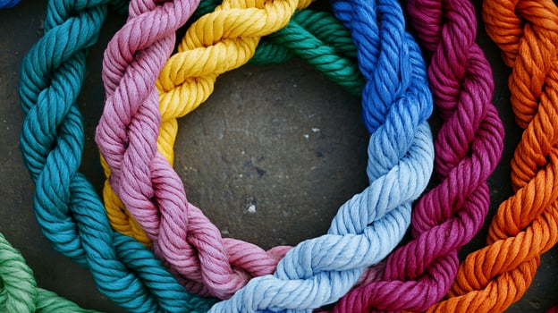 Diverse Ropes Entwined Together Highlighting Partnership and Synergy Visuals photo