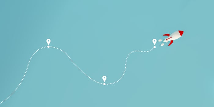 3D render of airplane routes and travel icon with a start point and dotted line tracing. Ideal for concepts of travel planning, Aviation routes, flight navigation, tourism, and air journey. photo