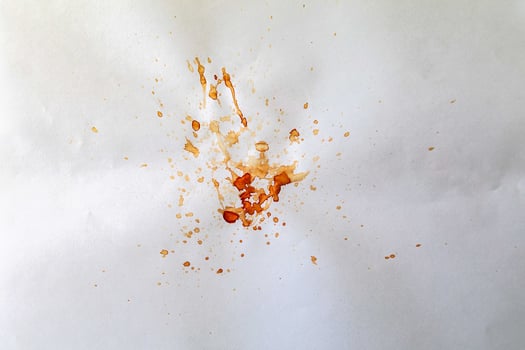 Forensic test for the identification of bloodstains with hydrogen peroxide. scientific police closeup photo