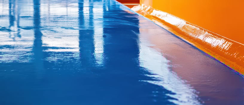 Colorful wet floor in a bright indoor space photo
