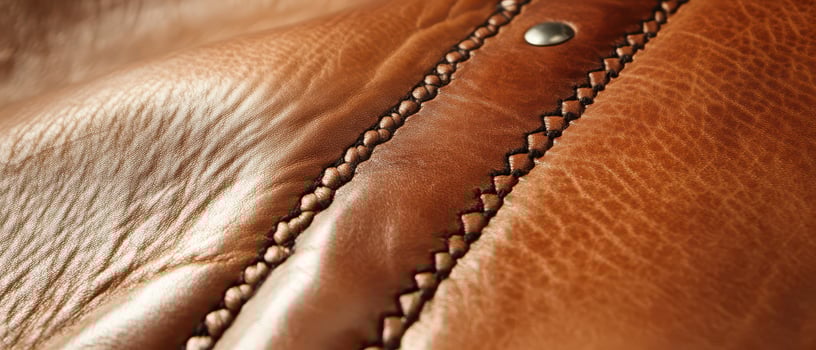 Close up view of detailed brown leather texture photo
