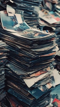 Stacks of Discarded Printed Photos in Landfill Highlighting Mass Production Waste