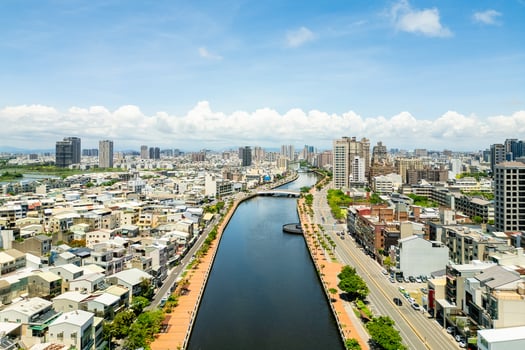 Aerial view of Anping Canal in Tainan City, Taiwan photo
