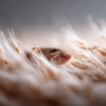 Extreme close up of tiny dirt on a sleek fancy mouses coat photo