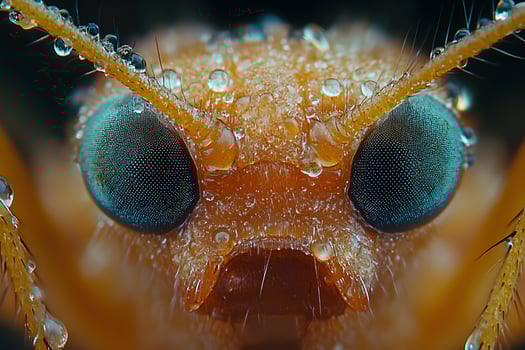 Macro View of Dew-Covered Moth Eyes Highlighting Insect Detail and Nature's Intricacy photo