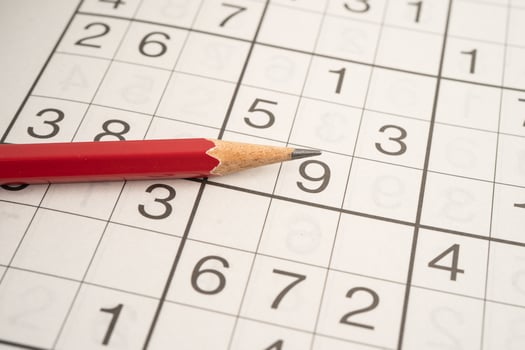 Sudoku puzzle game with pencil photo
