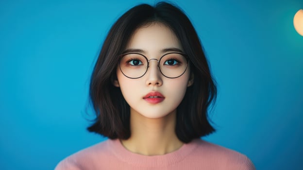 Beautiful Woman in Stylish Glasses Portrait Photography photo