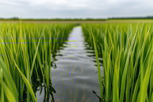 Stunning Rice Paddy Field with Irrigation Canal photo