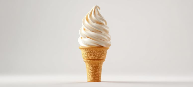 The delightful swirl of soft serve ice cream in a crispy cone. photo