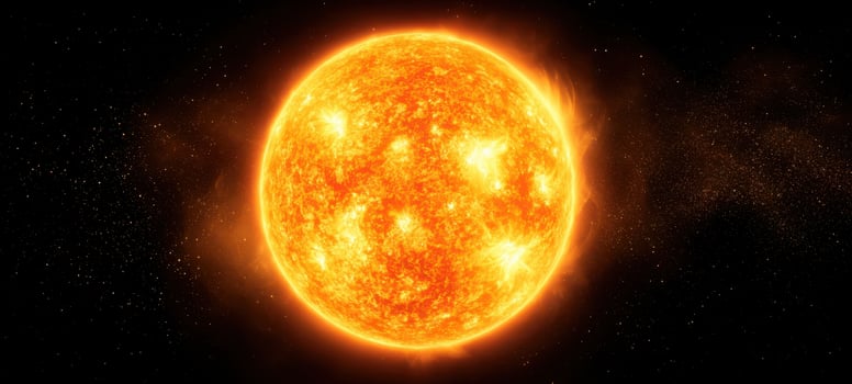 The radiant Sun illuminating the depths of the cosmic universe. photo