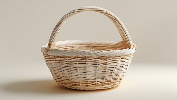 Single Handle Natural Woven Basket in Minimal Light Setup photo