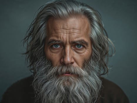 Portrait of an old man with long grey beard photo