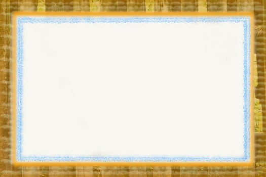 Brown pale blue plaque frame with place for text on white photo