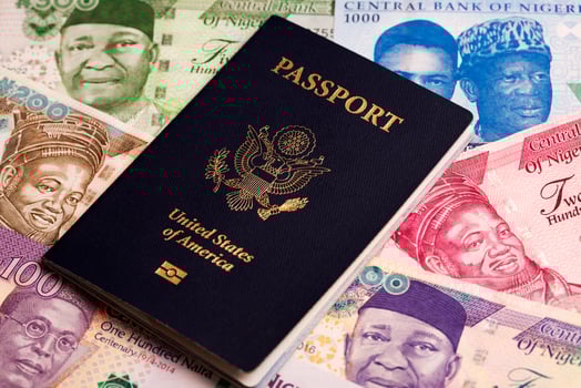 American passport on Nigerian money photo