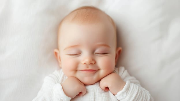 Sweet Dreams Adorable Baby Sleeping Peacefully. This heartwarming image captures the innocence and serenity of a baby's sleep, evo photo