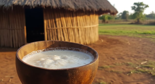 Traditional African Drink in Wooden Bowl photo