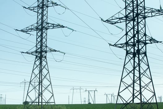 Steel Power Towers Supporting Transmission Cables Overhead photo