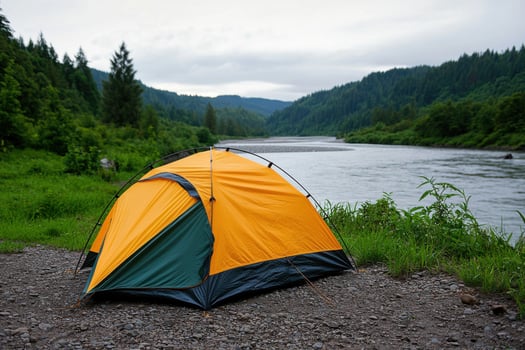 Camping Adventure by the River A Scenic Escape into Nature photo