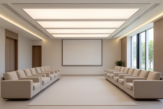 Modern Office Interior Design A Sophisticated Meeting Room with Neutral Tones and Minimalist Decor photo