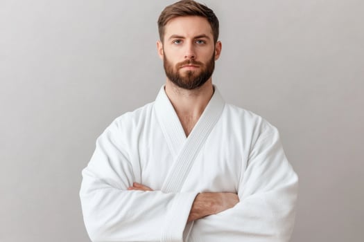 Portrait of a Confident Karate Athlete Strength, Discipline, and Focus in Martial Arts photo