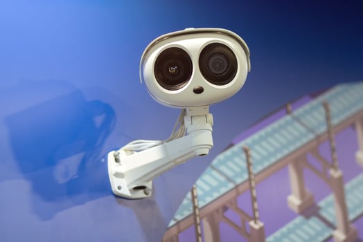 Surveillance in the form of friendly robots indoors. Industry photo