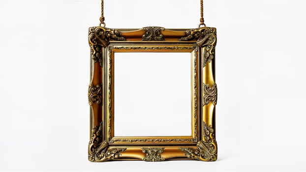 Ornate Wooden Picture Frame Isolated White background photo