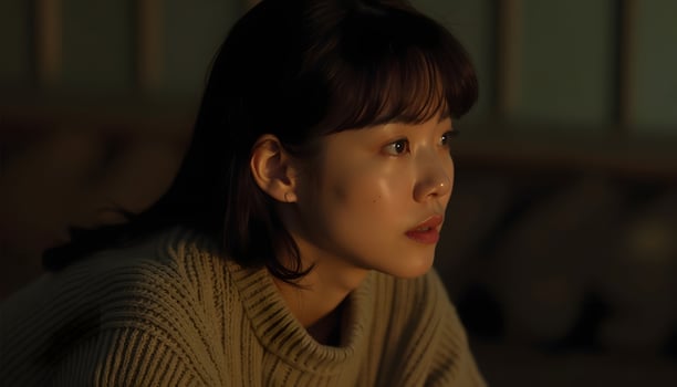 Pensive Young Woman in Knitwear photo