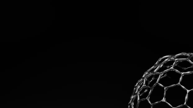 A black and white photo of a ball with a net