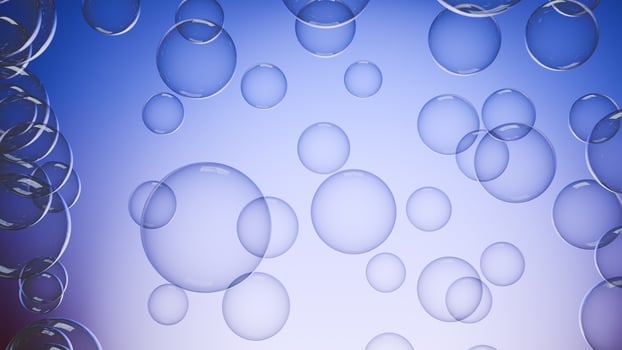 A blue background with bubbles and circles photo