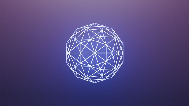 A white diamond shaped object on a purple background photo