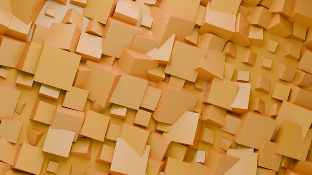 3d rendering of a wall made of orange cubes photo