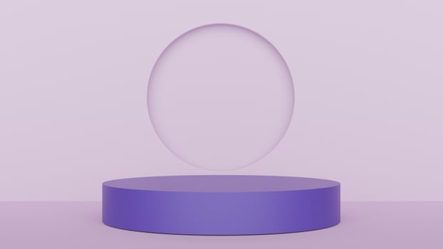 A purple pedestal with a round object on top photo