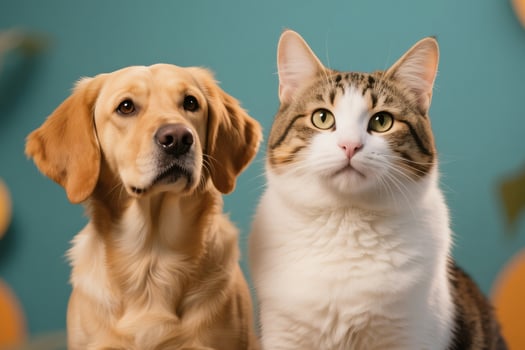 Dog And Cat Posed In Perfect Harmony photo