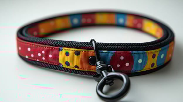 A colorful dog collar with a black buckle photo