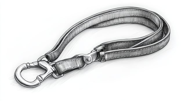 A drawing of a leather leash with a metal clasp photo