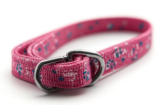 A pink dog collar with a metal buckle photo