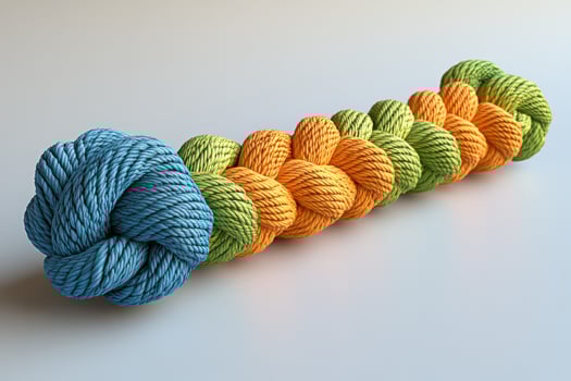 A rope with several colors of yarn photo