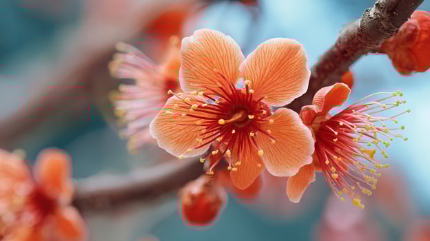 Close up photo of tree flower in vivid spring detail