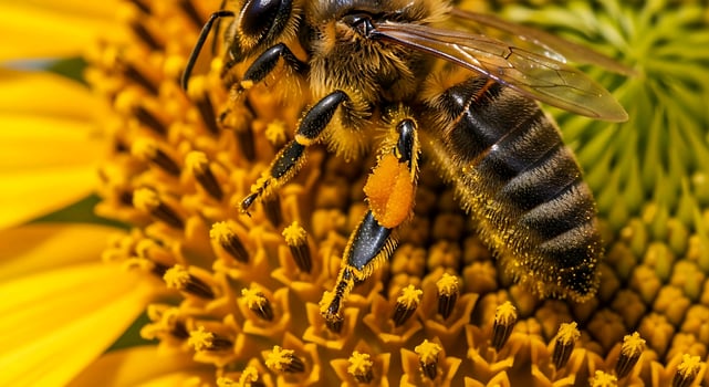 a bee on a sunflower photo