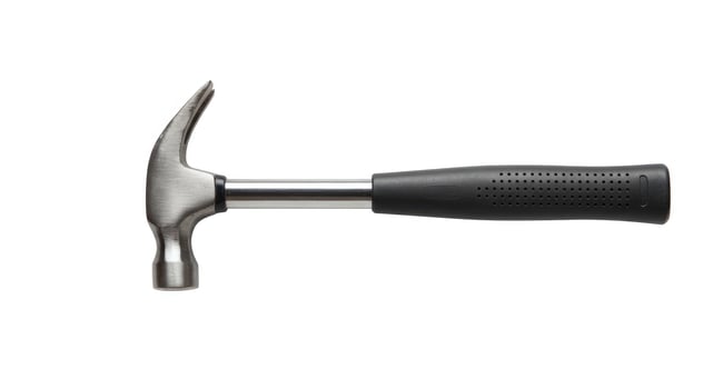 A hammer with a black handle on a white background photo
