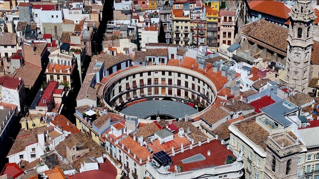 Aerial View of Round square in Valencia valence community Spain.. Stunning Landscape. photo